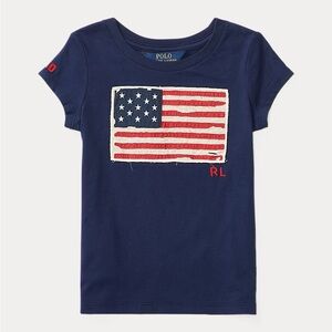 Polo by Ralph Lauren Kids Navy Blue Flag Cotton Jersey Tee